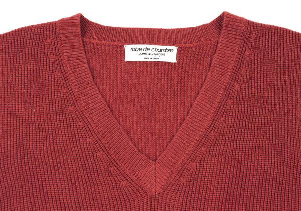 COMME des GARCONS Acrylic Rib Knit V-Neck Vest Red Size M