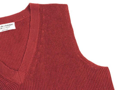 COMME des GARCONS Acrylic Rib Knit V-Neck Vest Red Size M