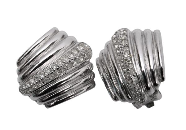 Christian Dior Rhinestone Silver Earrings