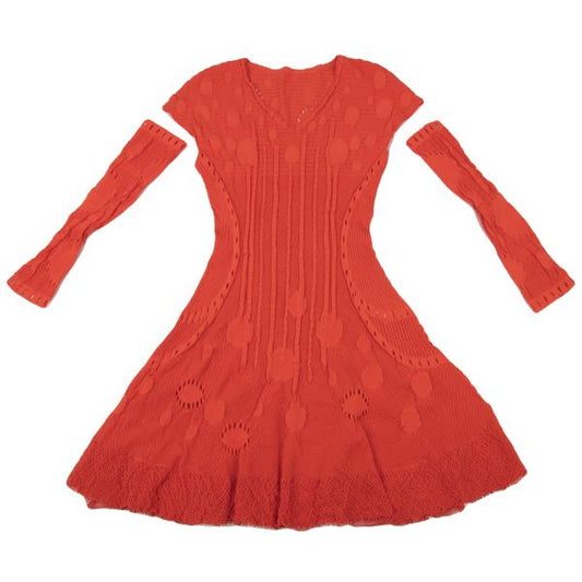 HIROKO BIS Stretch Mesh Arm Cover Dress Pink Size 9