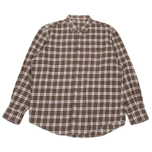Papas Cotton Check Button-Down Flannel Shirt Brown Size 48M