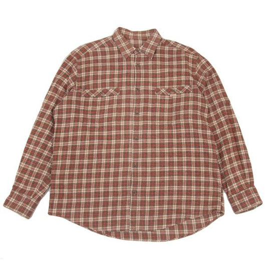 Papas Cotton Check Flannel Shirt Beige Size 48M