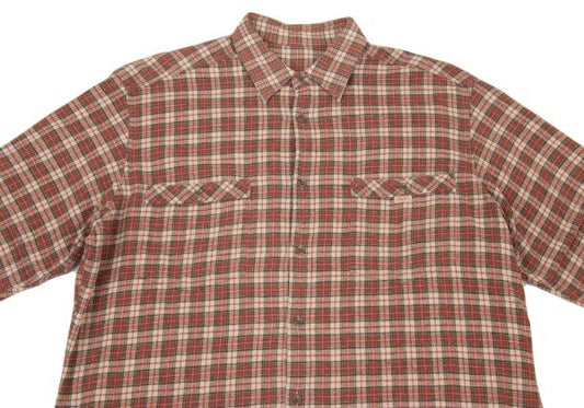 Papas Cotton Check Flannel Shirt Beige Size 48M