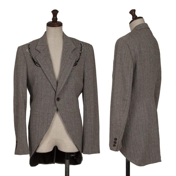 COMME des GARCONS Striped Herringbone Jacket Gray Size S