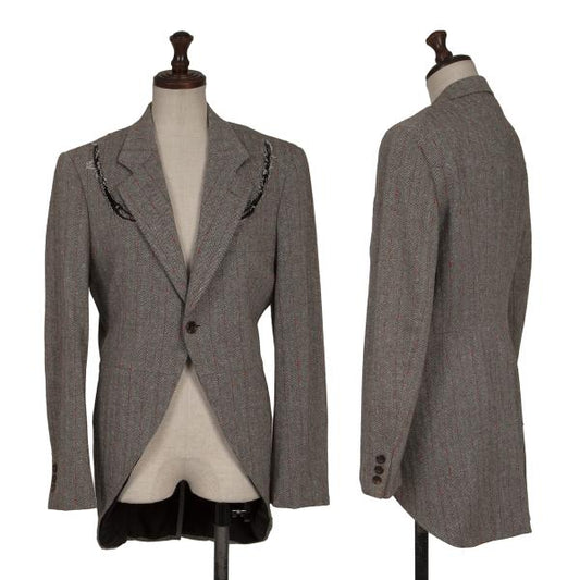COMME des GARCONS Striped Herringbone Jacket Gray Size S