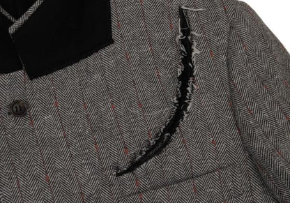 COMME des GARCONS Striped Herringbone Jacket Gray Size S