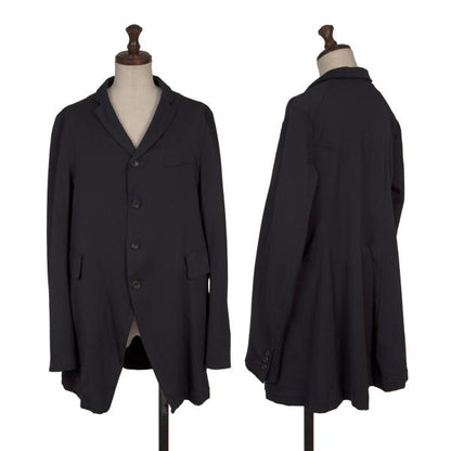 COMME des GARCONS Wool Poly Cutaway Long Jacket Navy Size S