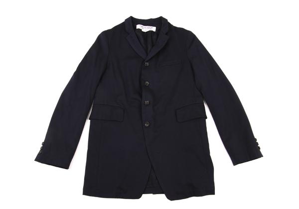 COMME des GARCONS Wool Poly Cutaway Long Jacket Navy Size S