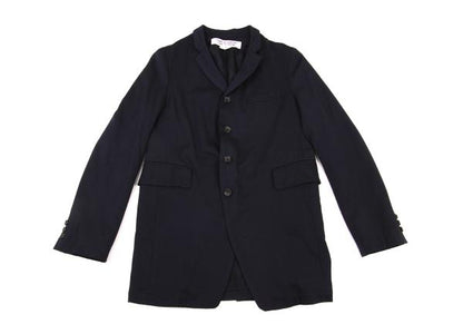 COMME des GARCONS Wool Poly Cutaway Long Jacket Navy Size S
