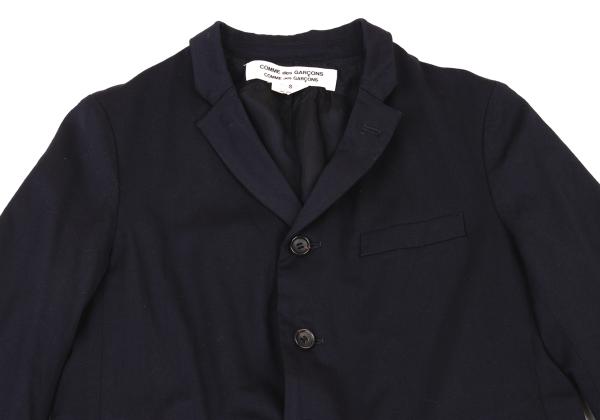 COMME des GARCONS Wool Poly Cutaway Long Jacket Navy Size S