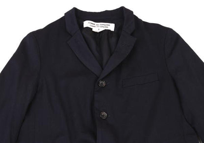 COMME des GARCONS Wool Poly Cutaway Long Jacket Navy Size S