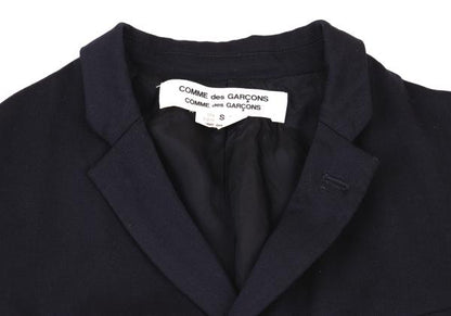 COMME des GARCONS Wool Poly Cutaway Long Jacket Navy Size S