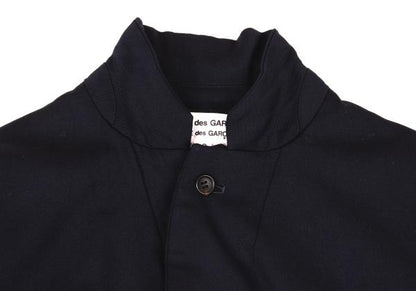 COMME des GARCONS Wool Poly Cutaway Long Jacket Navy Size S