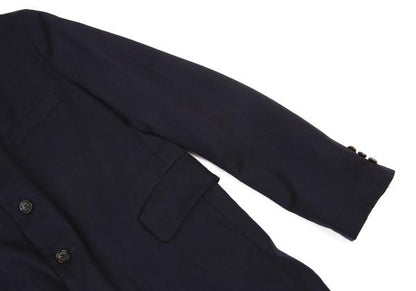 COMME des GARCONS Wool Poly Cutaway Long Jacket Navy Size S