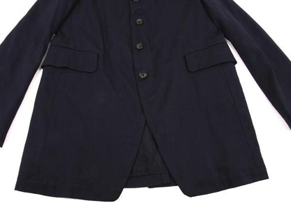 COMME des GARCONS Wool Poly Cutaway Long Jacket Navy Size S