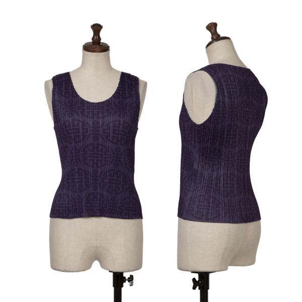 PLEATS PLEASE Pleated Chinese Pattern Tank Top Size 3
