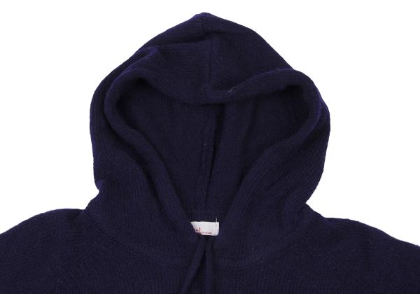 Papas Flag Intarsia Wool Knit Hoodie Blue Size M