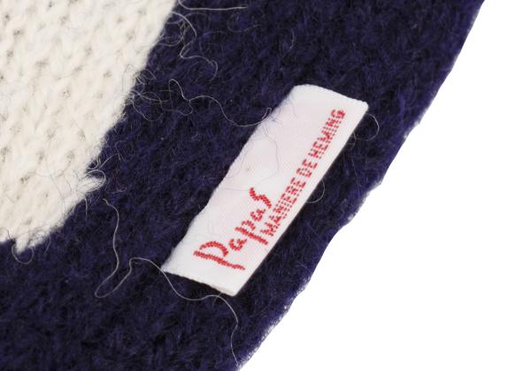 Papas Flag Intarsia Wool Knit Hoodie Blue Size M