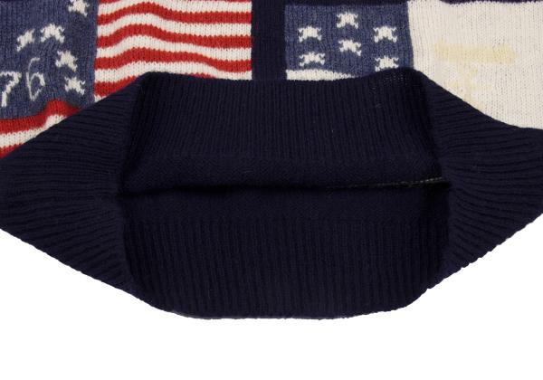 Papas Flag Intarsia Wool Knit Hoodie Blue Size M