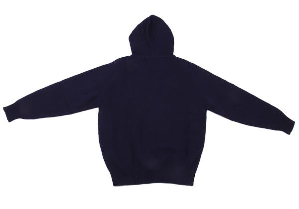 Papas Flag Intarsia Wool Knit Hoodie Blue Size M
