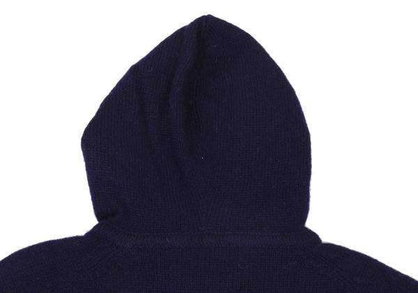 Papas Flag Intarsia Wool Knit Hoodie Blue Size M