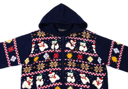 Karl Helmut Animal Fair Isle Zip Knit Sweater Blue Size M
