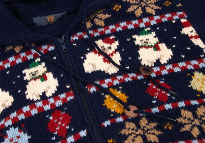 Karl Helmut Animal Fair Isle Zip Knit Sweater Blue Size M