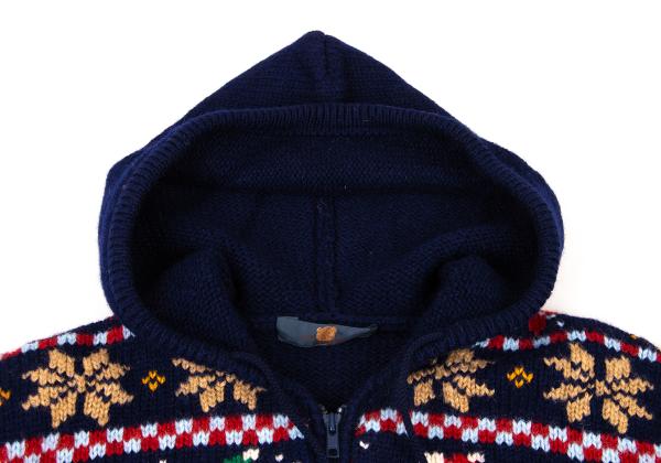 Karl Helmut Animal Fair Isle Zip Knit Sweater Blue Size M