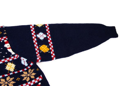 Karl Helmut Animal Fair Isle Zip Knit Sweater Blue Size M