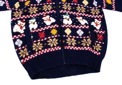 Karl Helmut Animal Fair Isle Zip Knit Sweater Blue Size M
