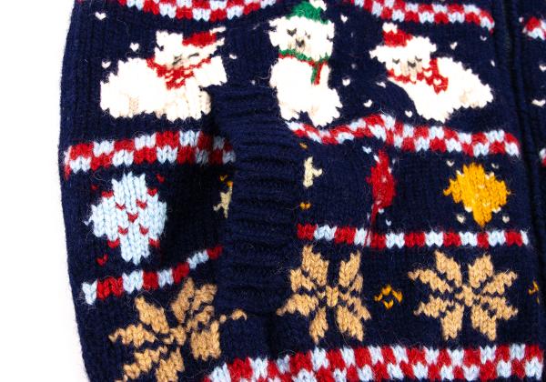 Karl Helmut Animal Fair Isle Zip Knit Sweater Blue Size M