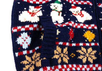 Karl Helmut Animal Fair Isle Zip Knit Sweater Blue Size M