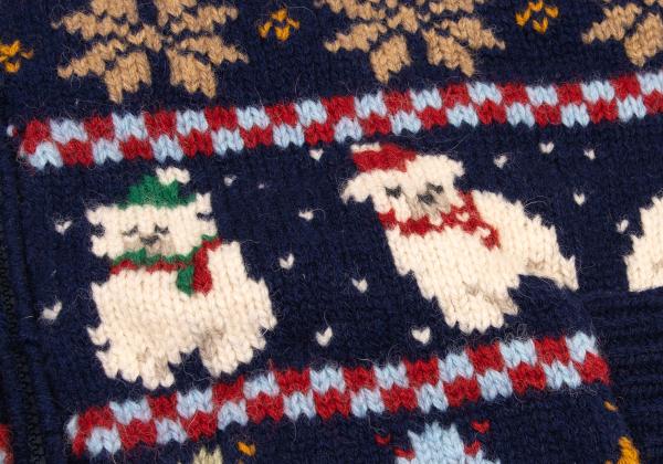Karl Helmut Animal Fair Isle Zip Knit Sweater Blue Size M
