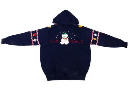 Karl Helmut Animal Fair Isle Zip Knit Sweater Blue Size M