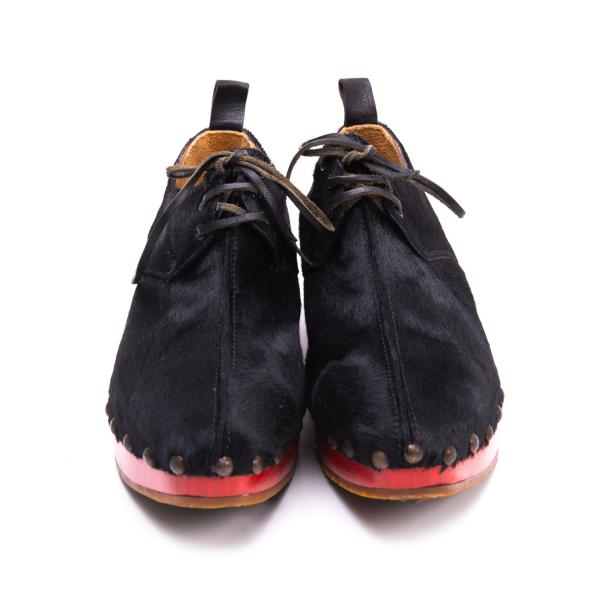 KISSA Red Sole Pony Hair Leather Black Red Sneakers Size 24.5CM