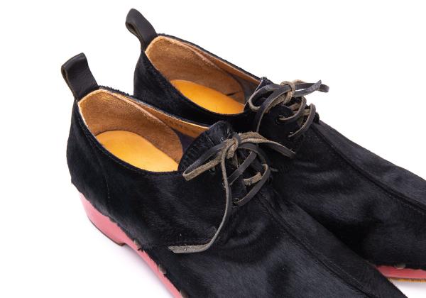 KISSA Red Sole Pony Hair Leather Black Red Sneakers Size 24.5CM