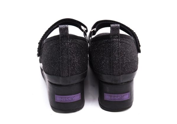 KISSA Glitter Heel Mary Jane Heels Black Size 24.5CM