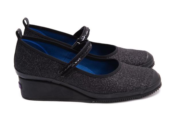 KISSA Glitter Heel Mary Jane Heels Black Size 24.5CM