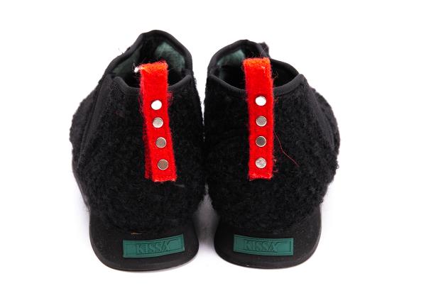 KISSA Black Loop Tweed Side Gore Sneakers Size 24CM