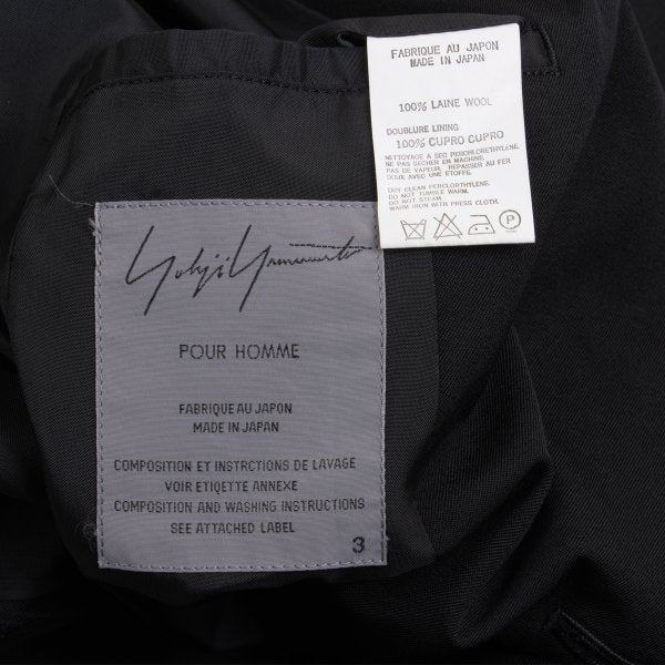 Yohji Yamamoto POUR HOMME 02SS Wool Jacket Black Size 3