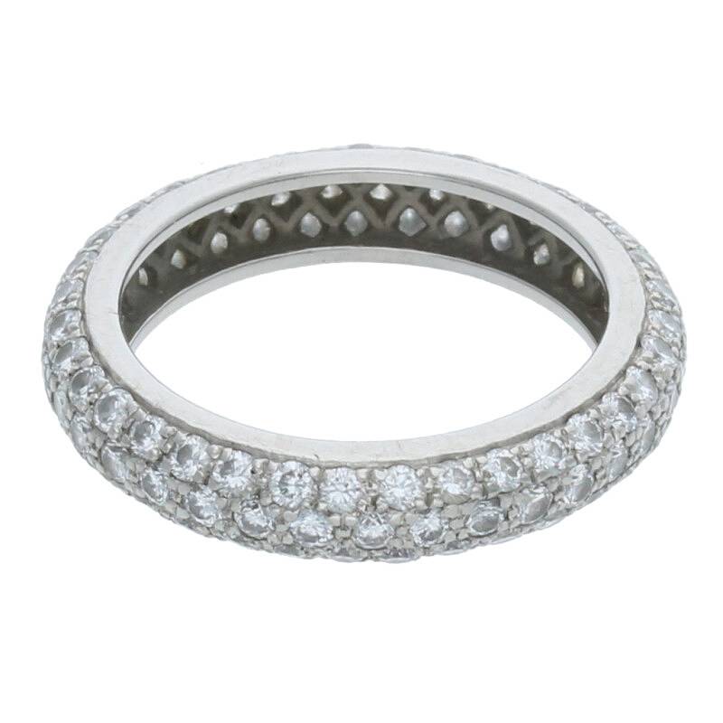 Cartier PT950 Pave Diamond Ring Silver/Clear Size ONE SIZE