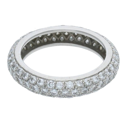 Cartier PT950 Pave Diamond Ring Silver/Clear Size ONE SIZE
