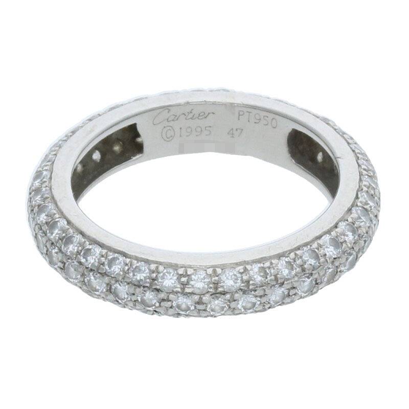 Cartier PT950 Pave Diamond Ring Silver/Clear Size ONE SIZE