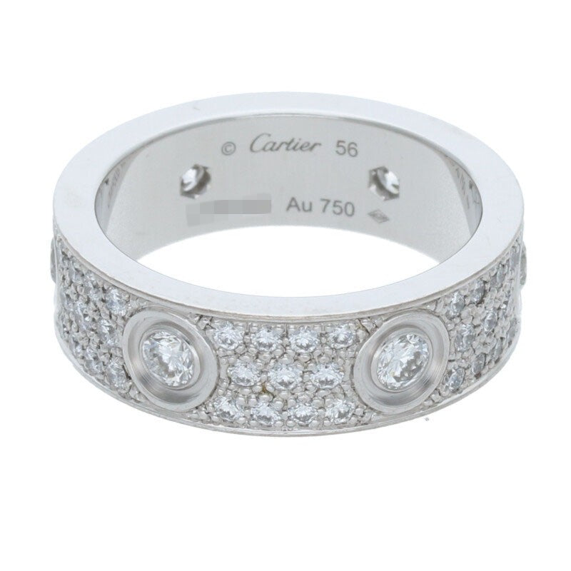 Cartier LOVE Ring Pave Diamond K18 White Gold Size ONE SIZE