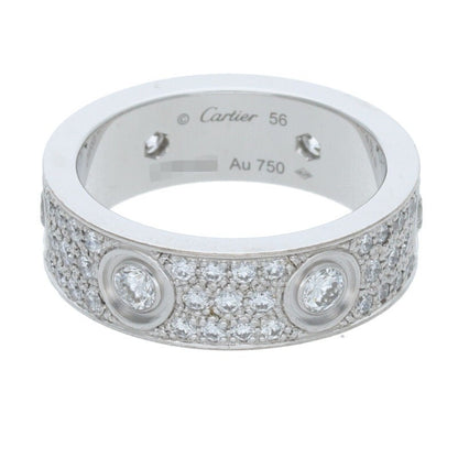 Cartier LOVE Ring Pave Diamond K18 White Gold Size ONE SIZE
