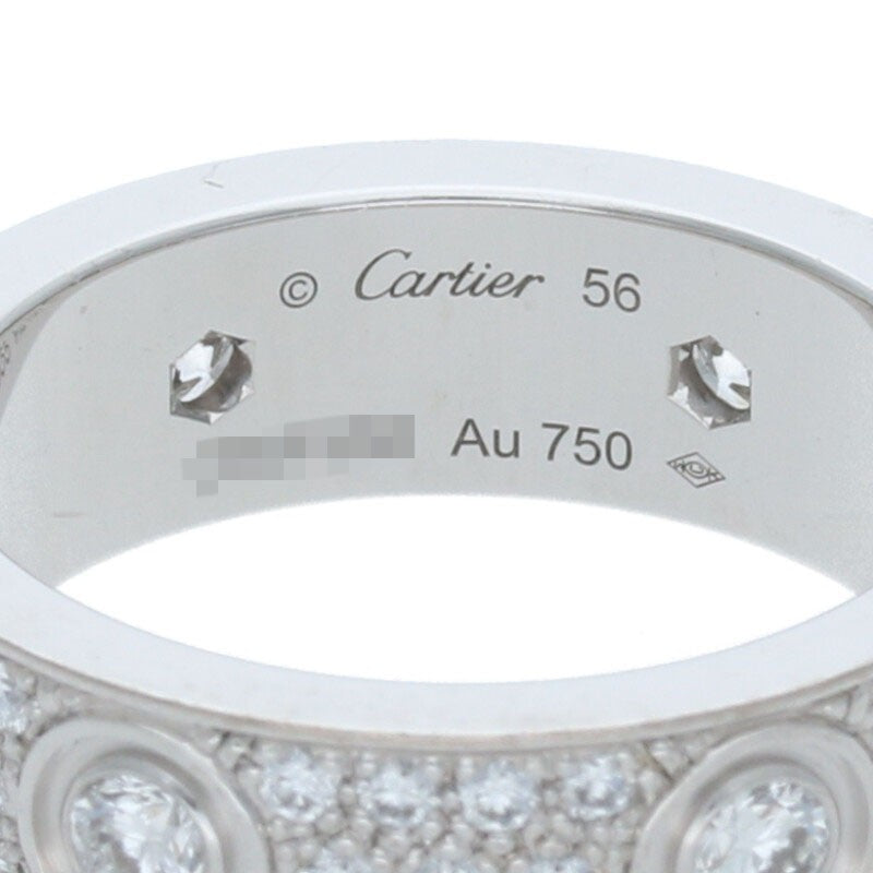 Cartier LOVE Ring Pave Diamond K18 White Gold Size ONE SIZE