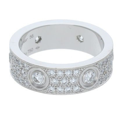 Cartier LOVE Ring Pave Diamond K18 White Gold Size ONE SIZE