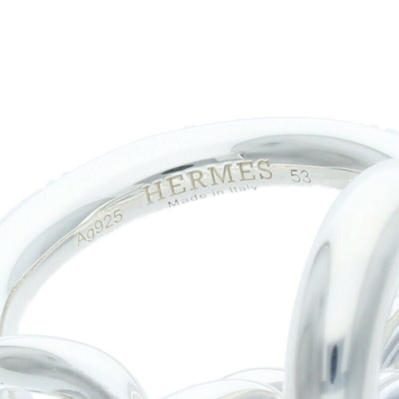 HERMES Croisette Sterling Silver Ring Size ONE SIZE