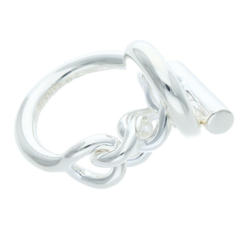 HERMES Croisette Sterling Silver Ring Size ONE SIZE