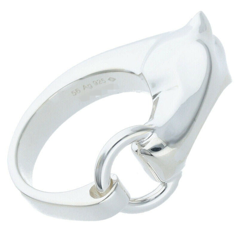 HERMES Galop Sterling Silver Ring Size ONE SIZE